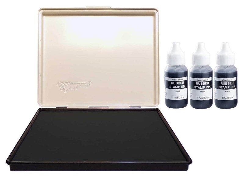 Uimprint Extra Large 8'' x 12'' Industrial Rubber Stamp Ink Pad in Metal Case, Black Stamp Pad - Image 2